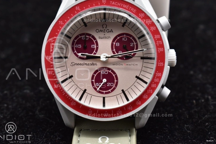 Swatch Strap Mission Moonwatch Omega to Quartz Pluto Nylon x Bioceramic on 0319